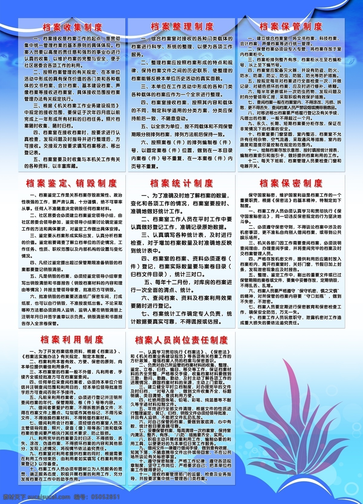 档案制度 档案收集制度 档案整理制度 档案保管制度 档案鉴定 销毁制度 档案统计制 度 档案保密制度 分层