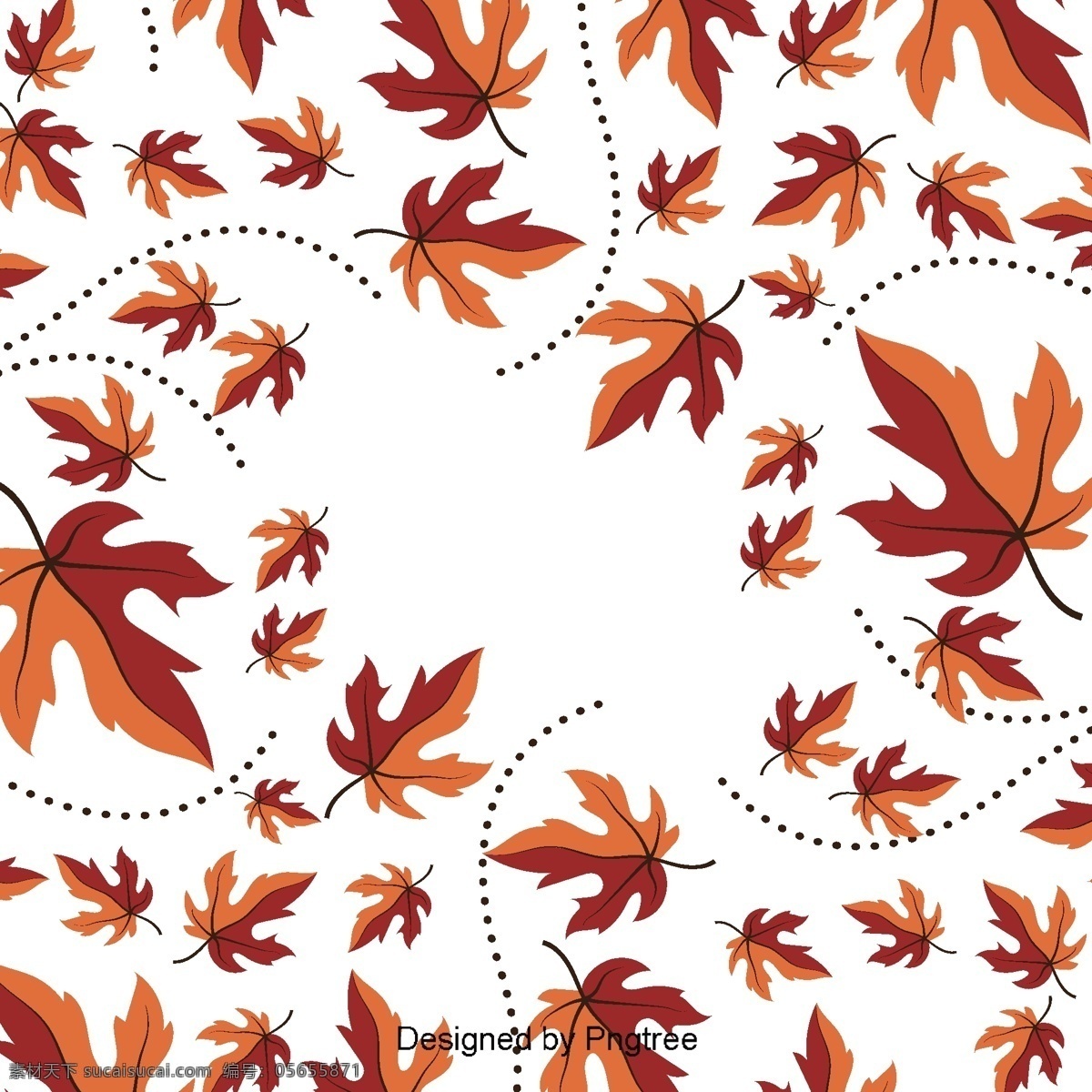 美丽 卡通 可爱 平展 手绘 秋叶 壁纸 创意 平面 秋天 树叶 黄叶 条纹