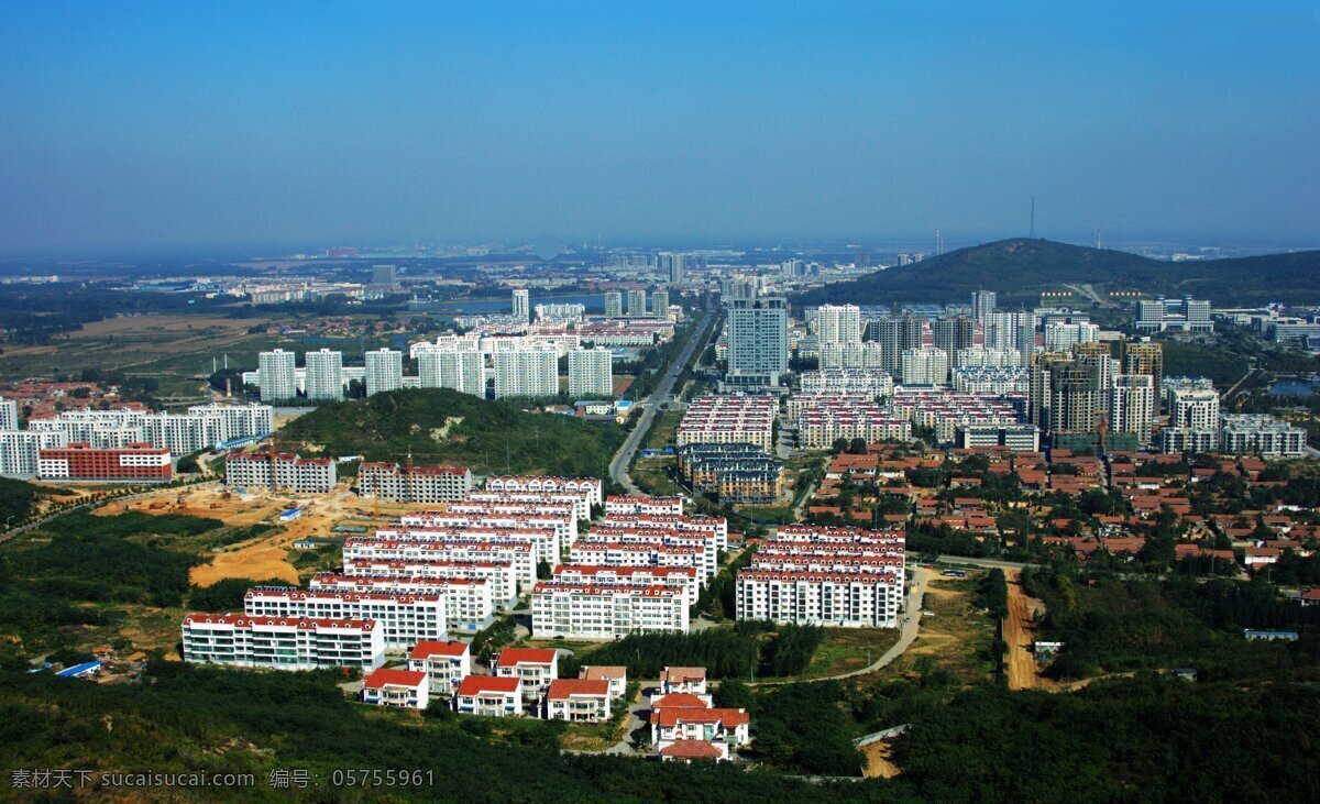 新社区 社区 楼房 远山 绿树 环境优美 宜居 小城市 建筑景观 自然景观