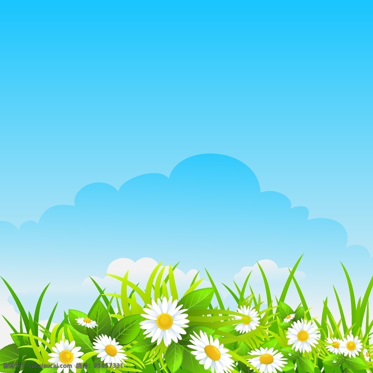 背景 草地 春季 春景 春天 春意 浪漫 梦幻 时尚 鲜花 矢量 模板下载 鲜花春天背景 手绘 自然风景 自然景观 psd源文件