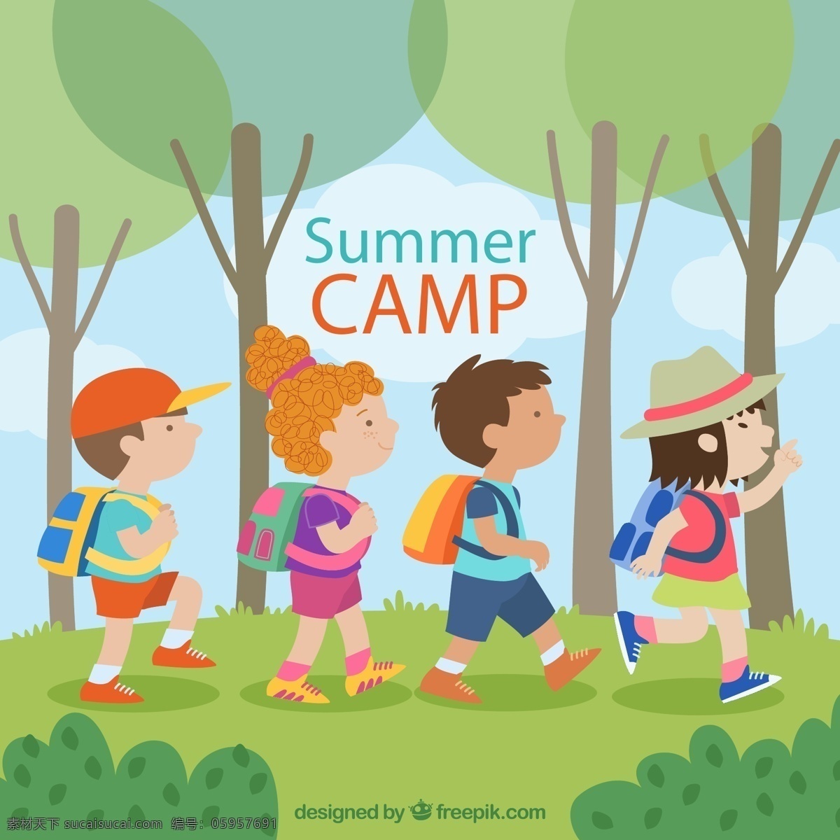 夏季 野营 儿童 创意 男孩 源文件 矢量 高清图片