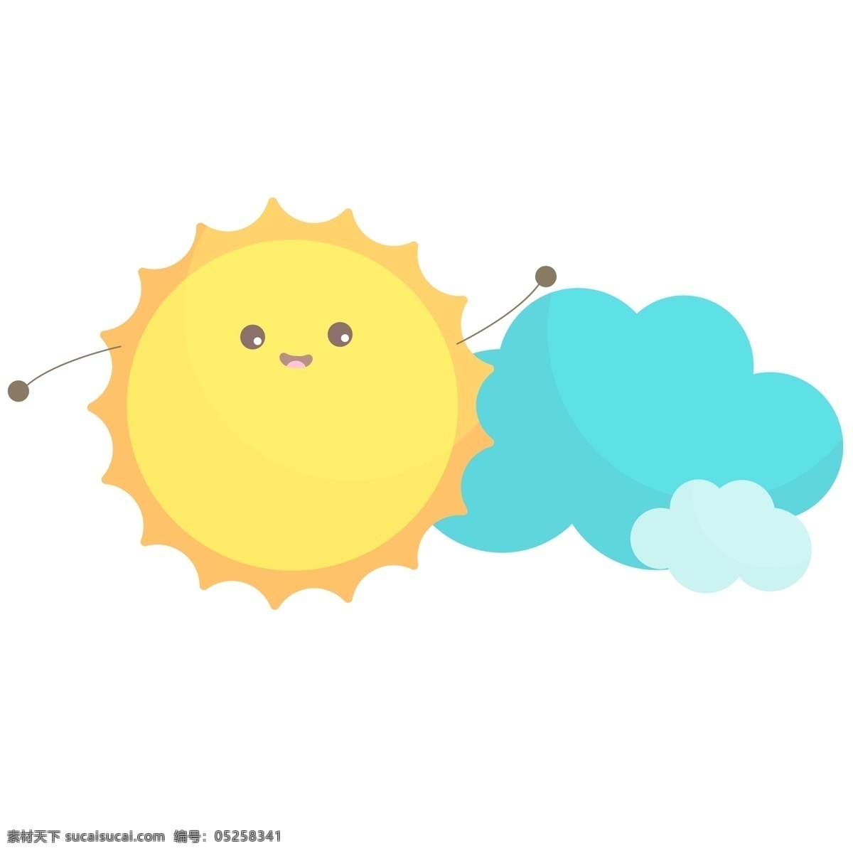 彩色 太阳 云朵 卡通 可爱 装饰素材