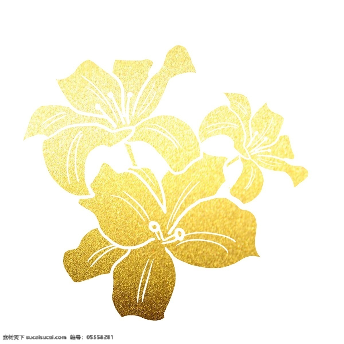 传统 烫金 简约 剪纸 百合花 元素 装饰 图案 烫金百合花 金色百合 百合花装饰