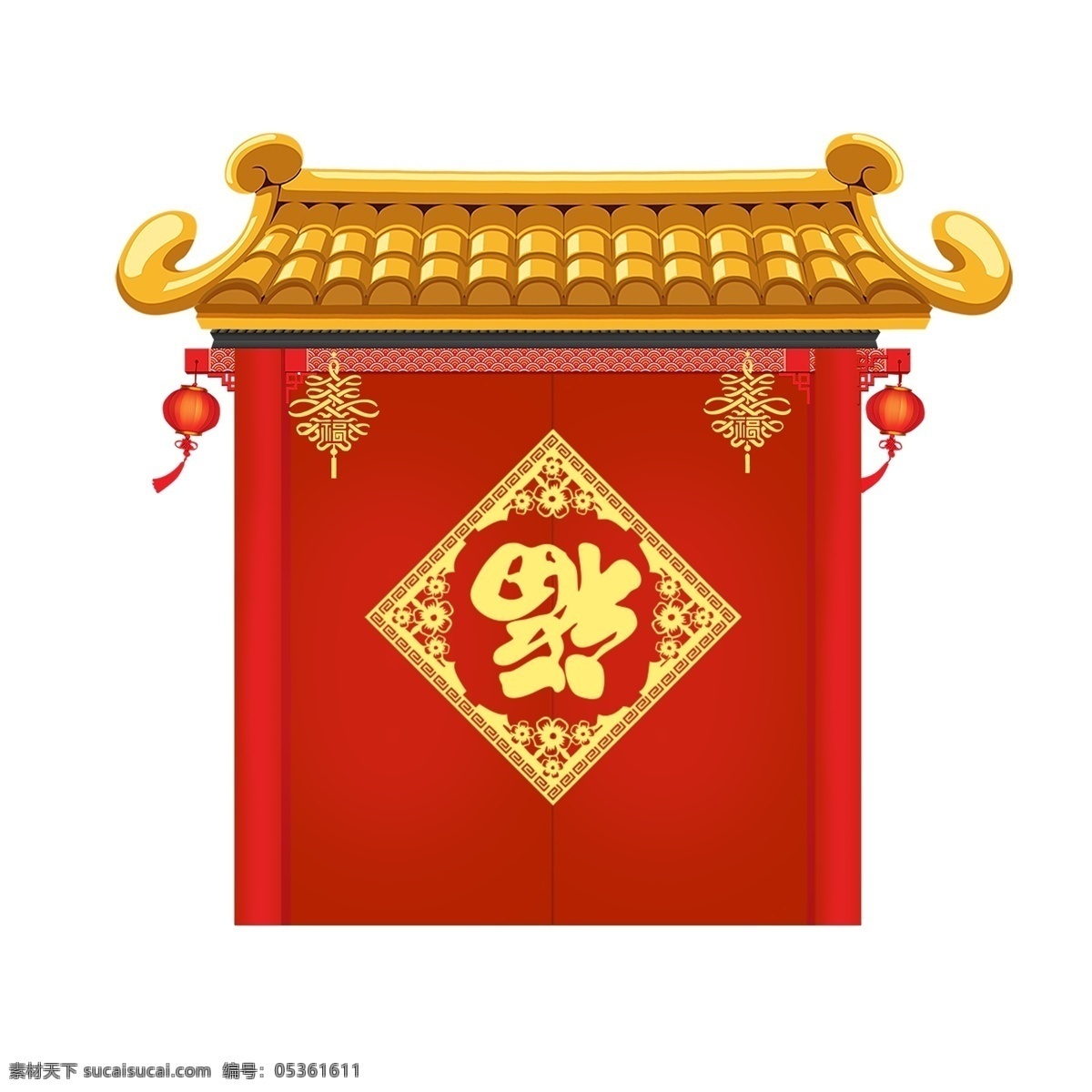 新年元素新春喜庆红色福字大门装饰元素素材图片下载-素材编号05361611-素材天下图库