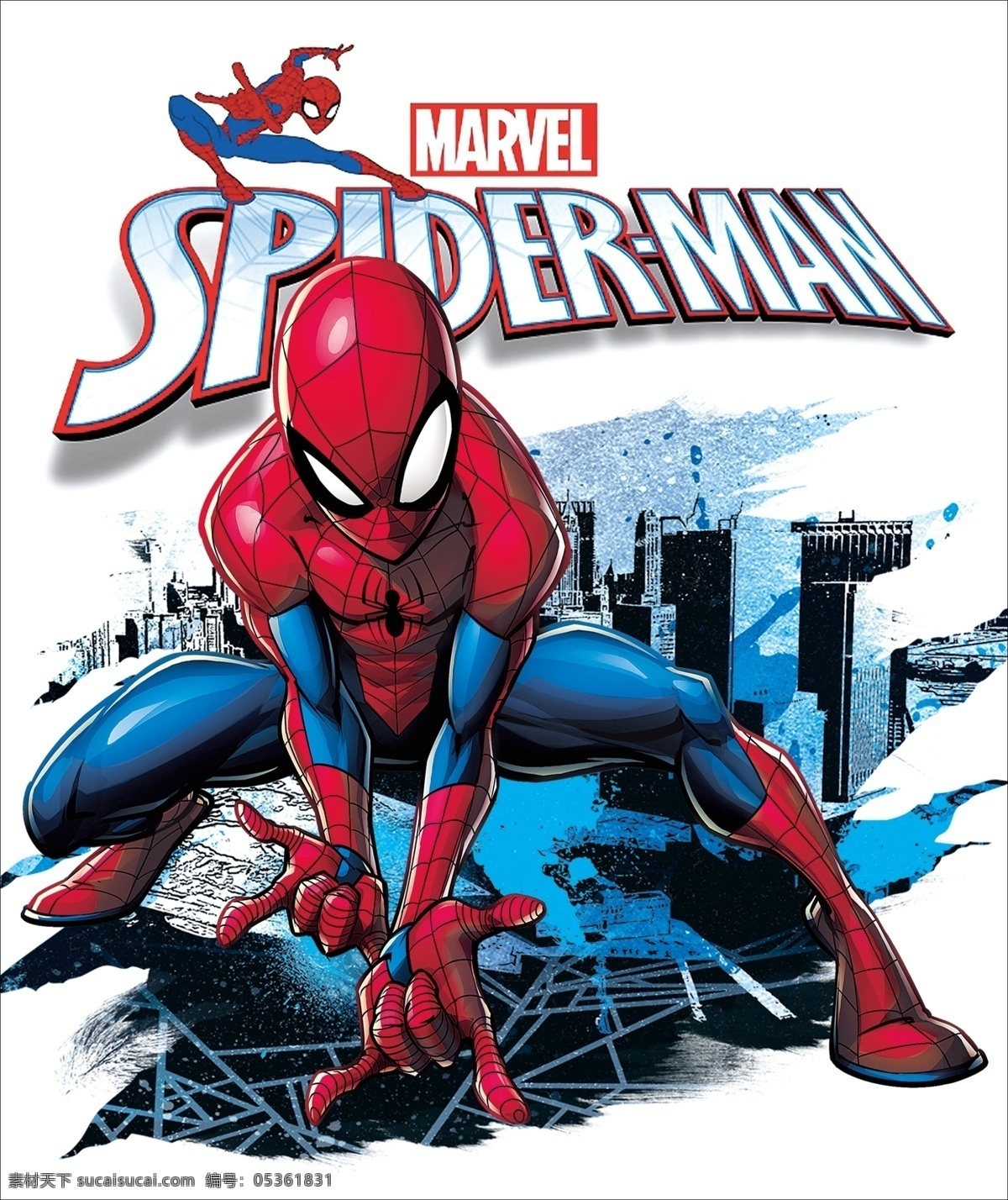 蜘蛛侠 卡通 单个 双手 网 墨迹 城市 油漆 手绘 英雄 动漫 动漫动画 动漫人物