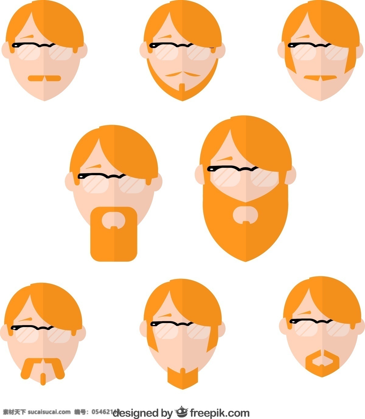 橙色 头发 男子 头像 橙色头发 眼镜 用户头像 卡通 男人 男士 男性 男生 男孩 人物 插画 背景 画册 矢量人物 人物图库 男性男人