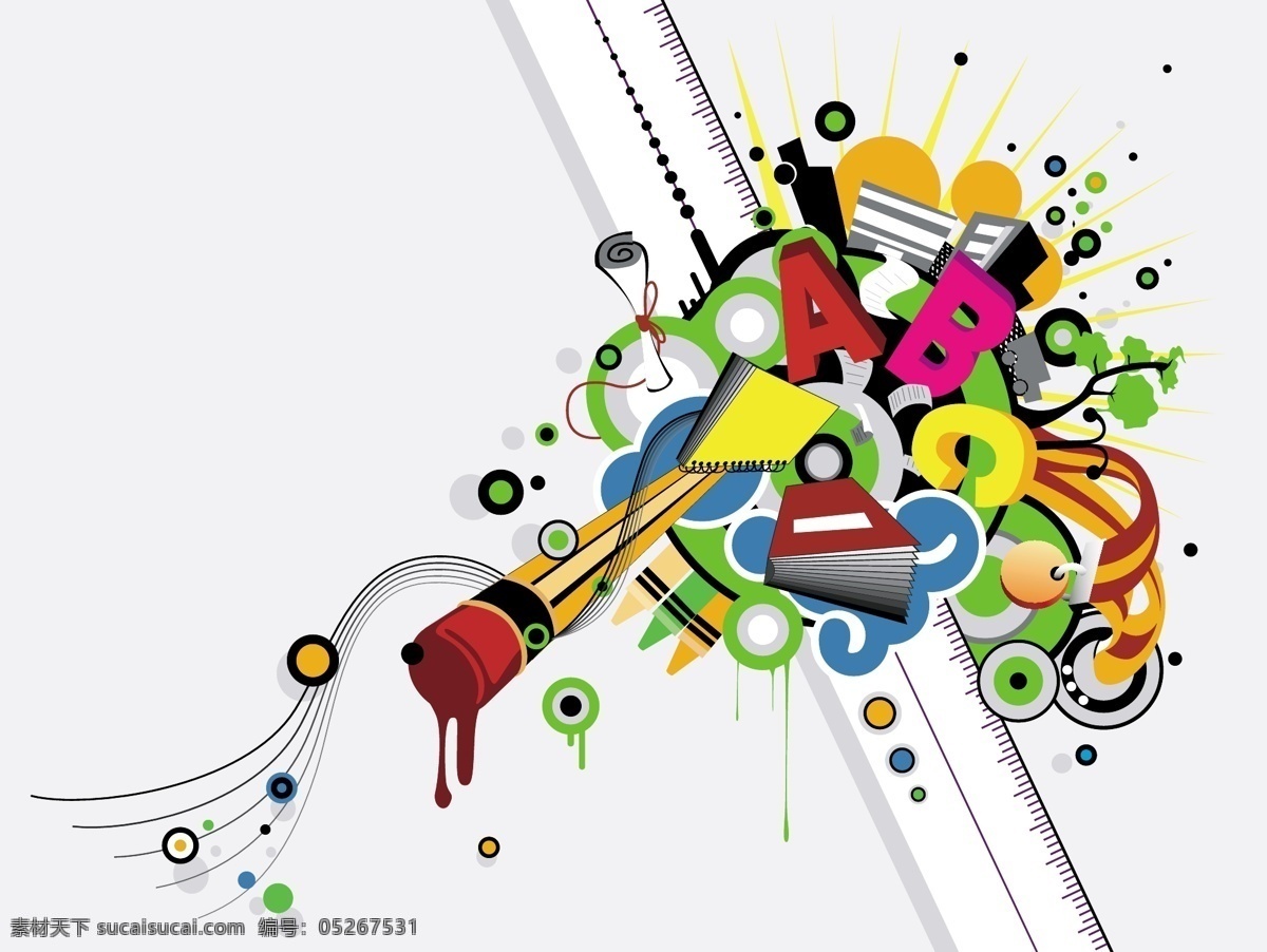 学校 主题 矢量 abc 笔记本 潮流设计 潮流元素 房子 记事本 奖牌 奖状 铅笔 矢量素材 学习 直尺 矢量图