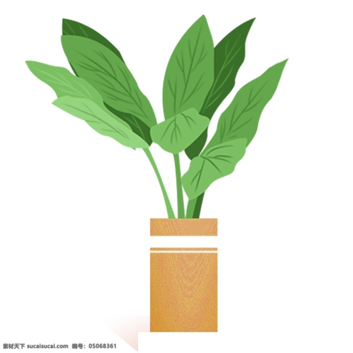 绿色 盆栽 植物 插画 植物树叶 卡通 彩色 小清新 创意 手绘 绘画元素 现代 简约 装饰 图案