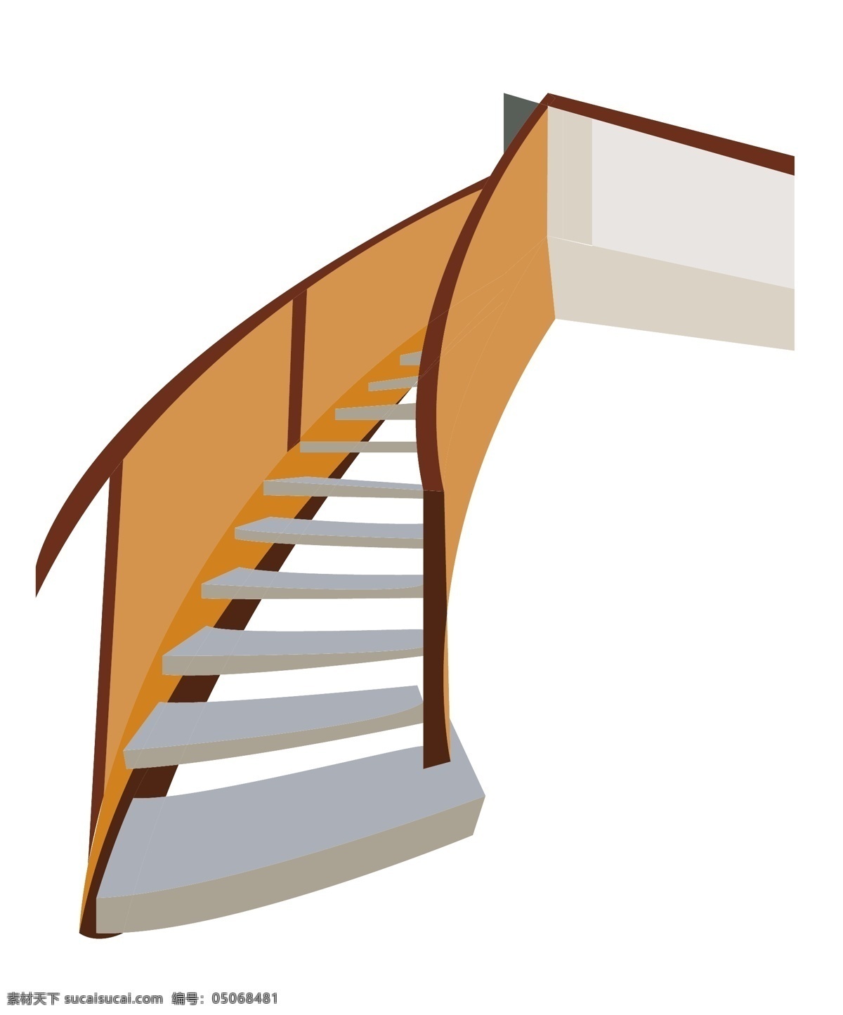 立体 楼房 楼梯 插图 护栏 栏杆 手扶栏杆 立体楼梯 楼房楼梯 上楼 阶梯 楼房阶梯 咖啡色