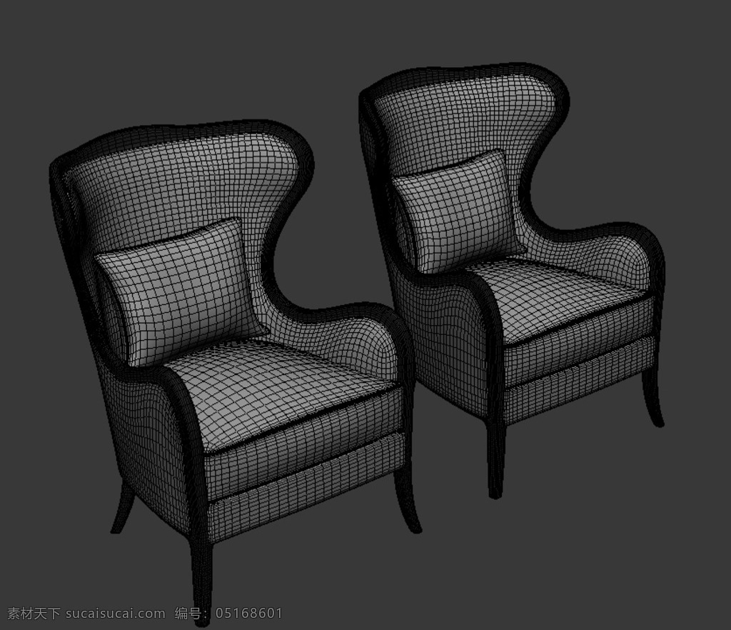 模型 3dmax 单人沙发 古典 简约 靠枕沙发 已保留层级 3d设计 3d作品 max
