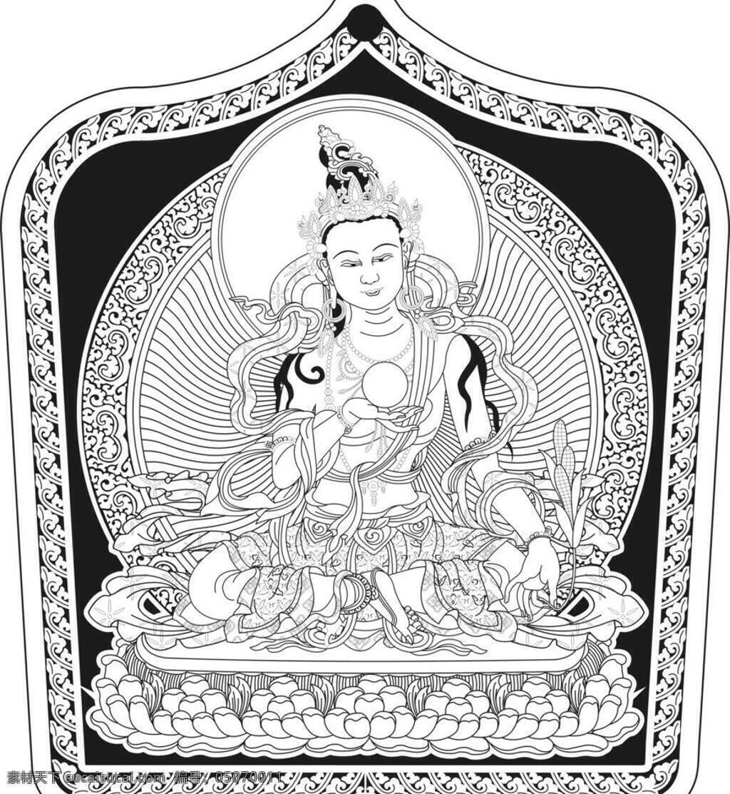 地藏菩萨 文化艺术 宗教信仰 藏传佛教 白描 系列 矢量