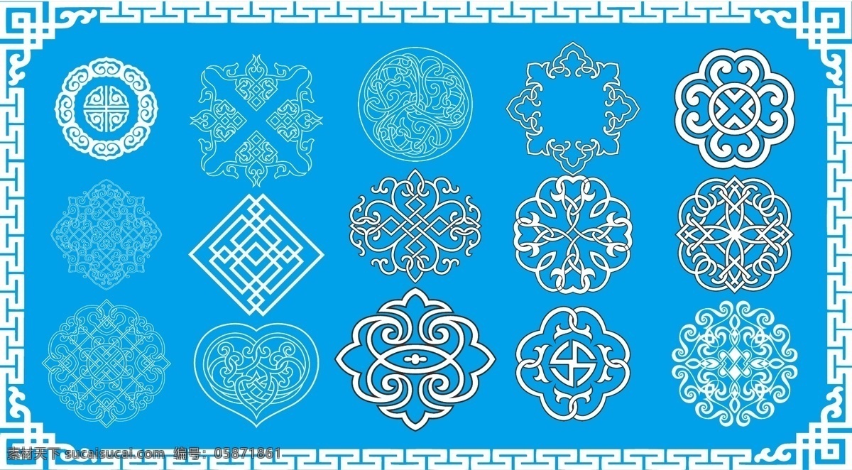 蒙古族 传统 图案 几何图形 吉祥图案 矢量图 标志图标 其他图标