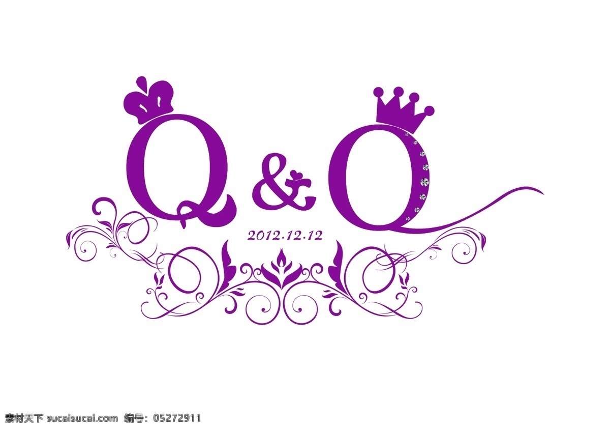 婚礼 logo qq 爱心 大气 花纹 皇冠 婚礼logo 可爱 浪漫 紫色 钻石 欧式 psd源文件 logo设计