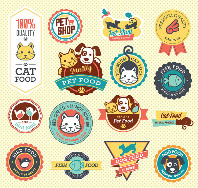 宠物食品 图标 矢量 宠物 食品图标 矢量设计 猫 狗 动物 标签 印章 小鸟 卡通 q版 可爱 白色