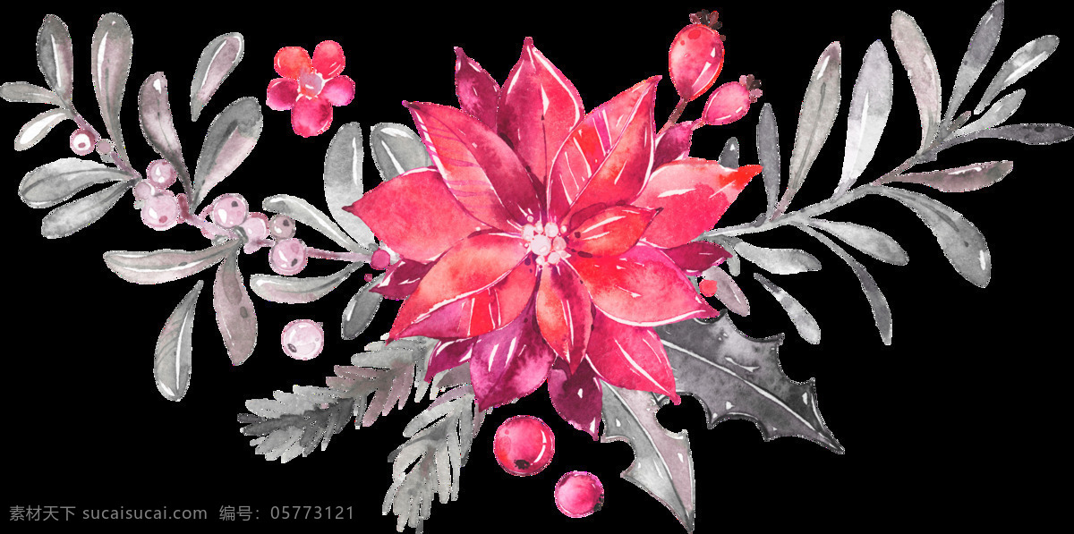 圣诞 花卉 透明 卡通 抠图专用 装饰 设计素材