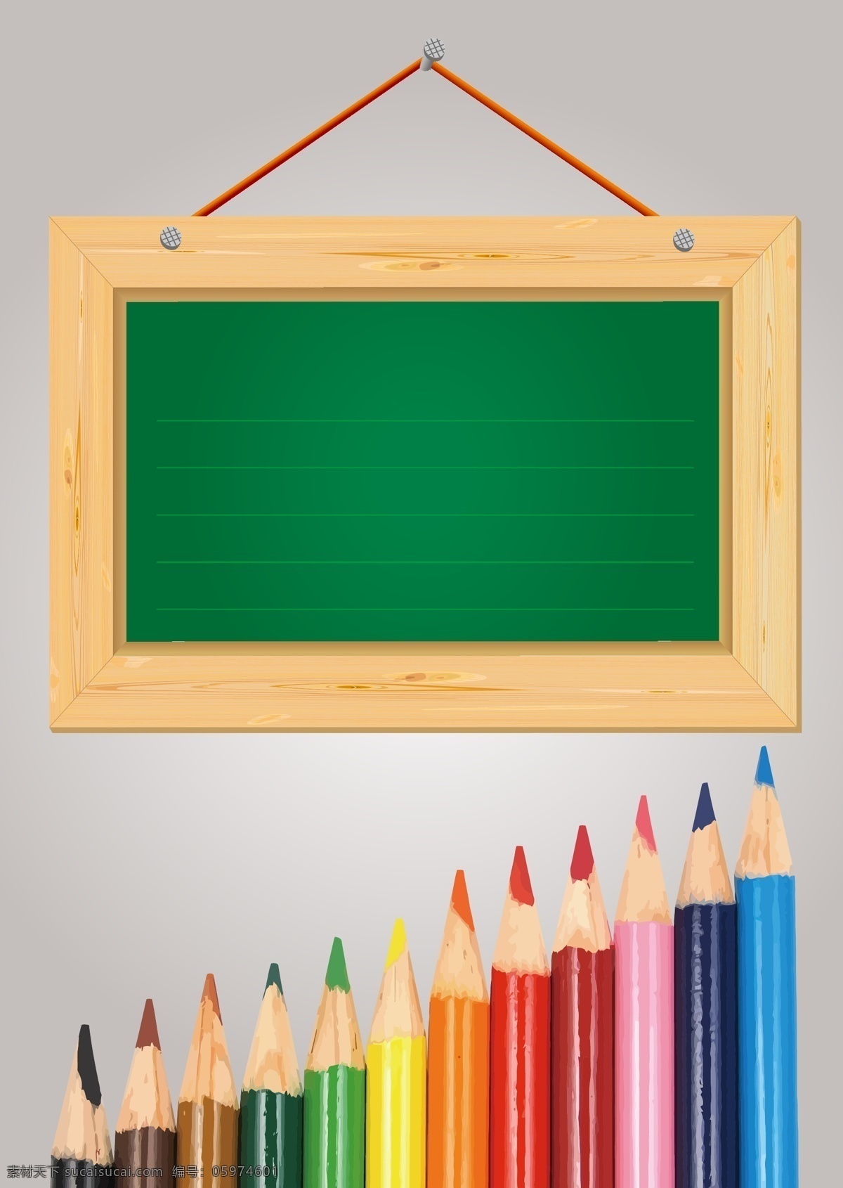 矢量 彩色 铅笔 木牌 教育 背景 手绘 彩色铅笔 海报 卡通 童趣