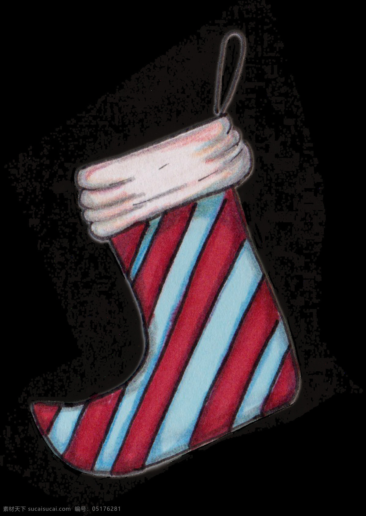 卡通 袜子 透明 红色 蓝色 免扣素材 水彩 条纹 透明素材 装饰图案
