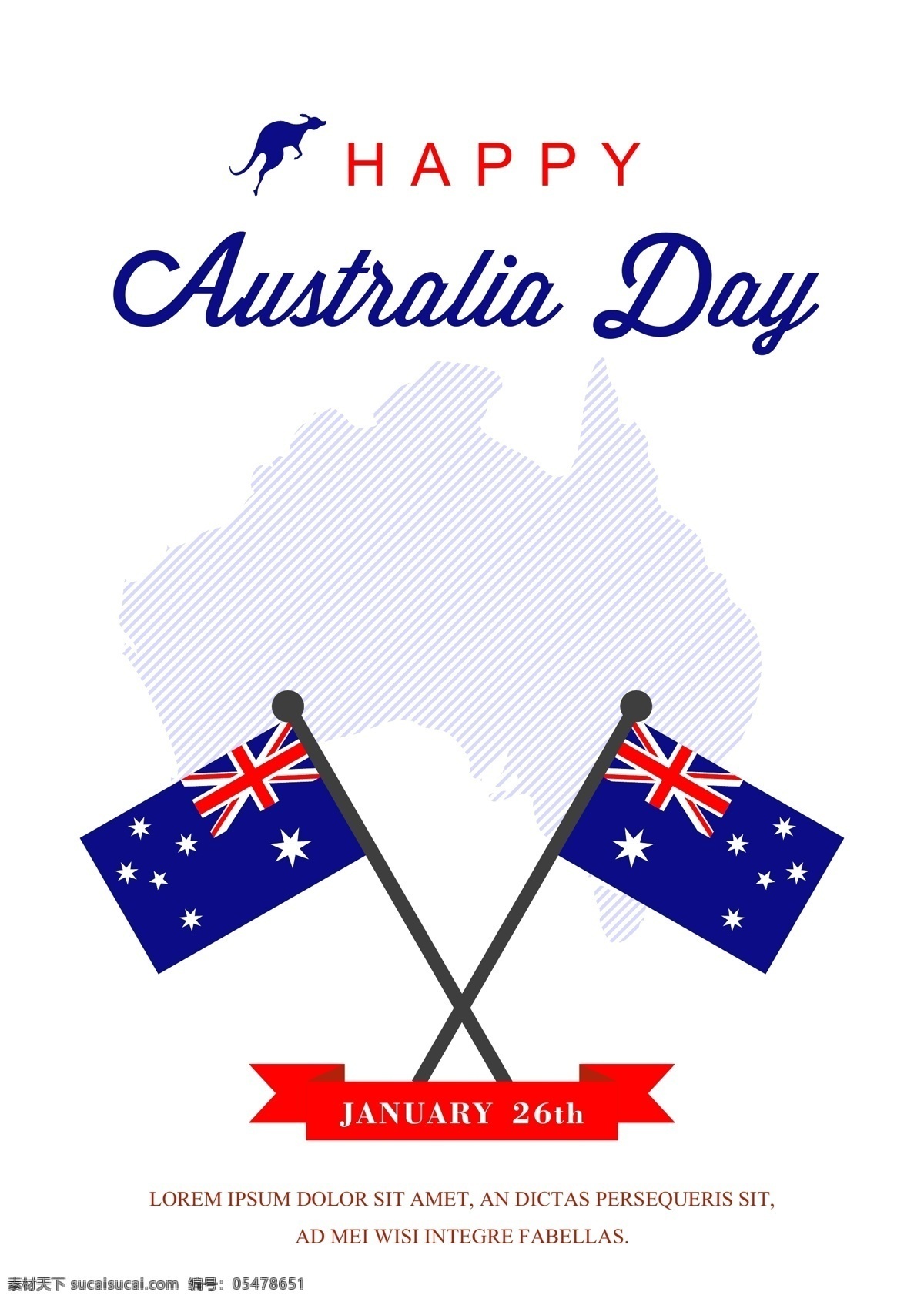 白色 简明 澳大利亚 日 海报 地图 庆祝 明星 澳大利亚国旗 天 节 袋鼠