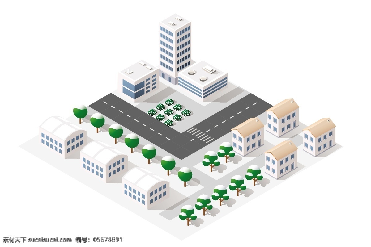 简约 城市规划 模型 矢量 创意 高楼 公路 楼房 平面素材 设计素材 矢量素材 树木