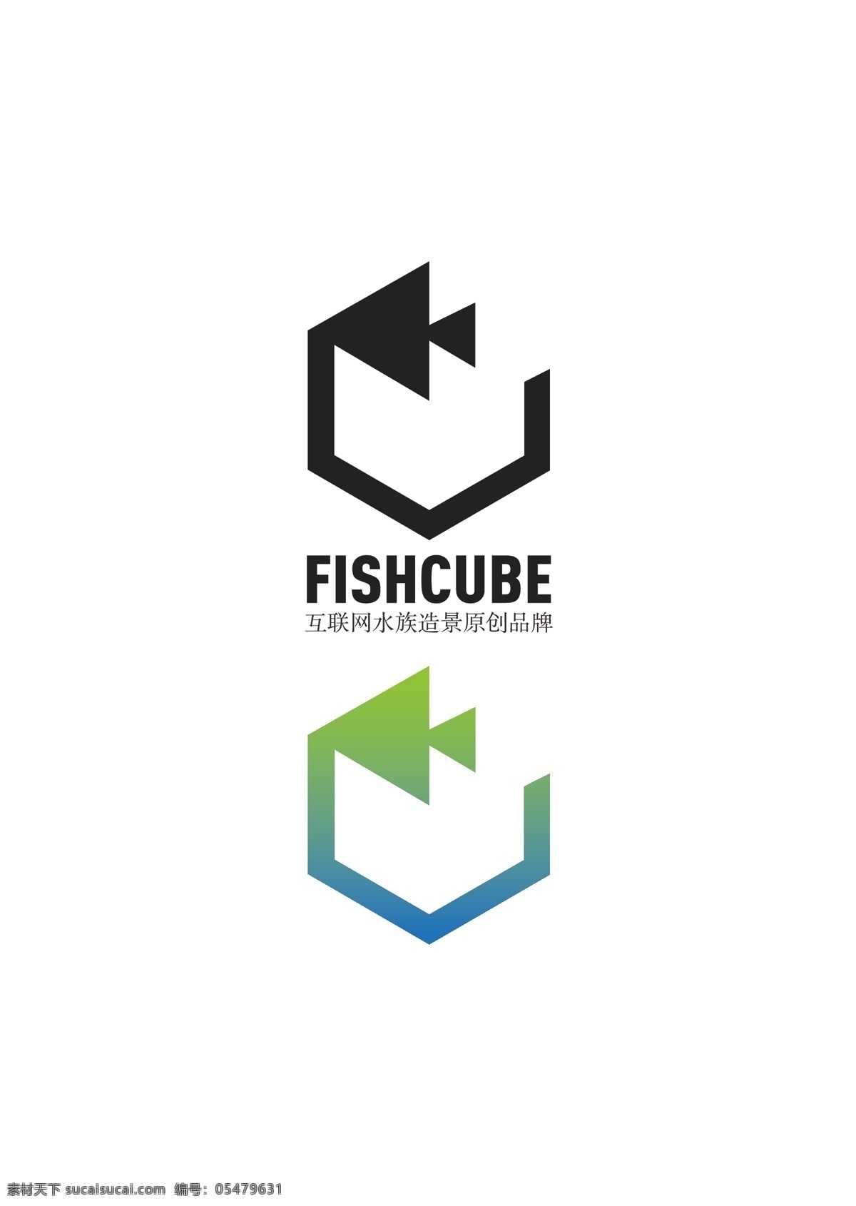鱼 块 科技 公司 logo 鱼块 标志 标识 vi icon 水族 造景 企业 互联网 创业 方块 标志图标