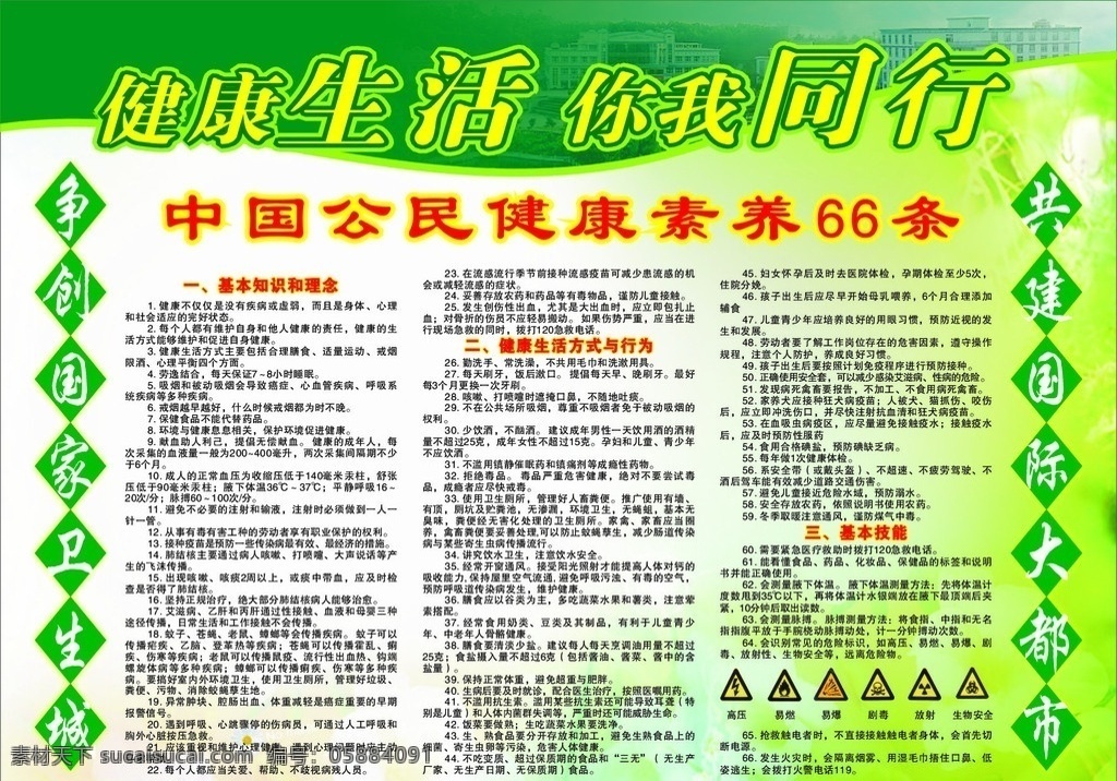 中国 公民 健康 素养 条 折页 健康66条 健康教育 矢量 医疗保健 生活百科