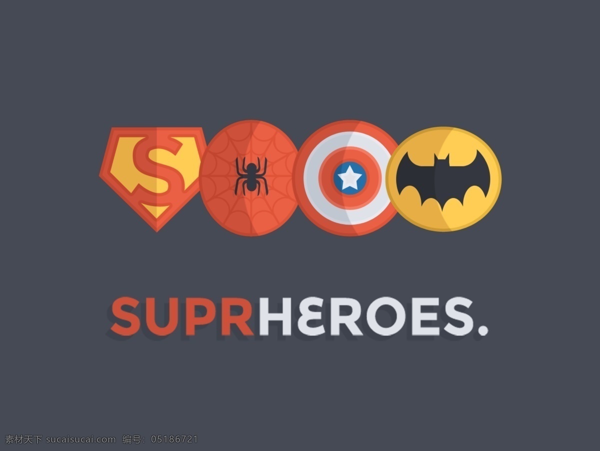 超级 英雄 图标 蝙蝠侠 超人 蜘蛛侠 美国队长 超级英雄 psd源文件