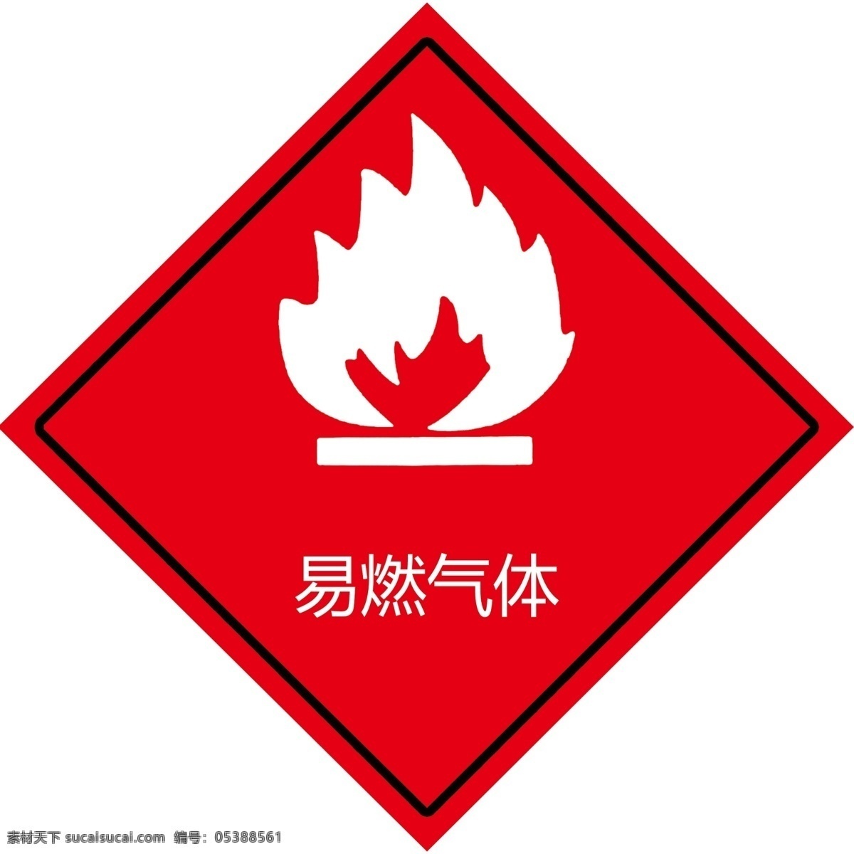 易燃气体标识 易燃气体标牌 警示 红色背景 分层