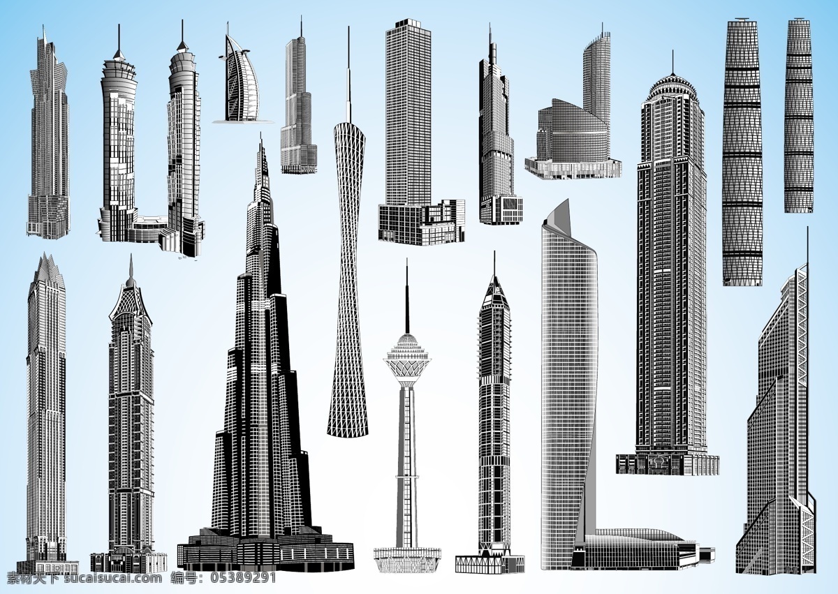 世界 著名 高层建筑 矢量 里程碑 矢量图 其他矢量图