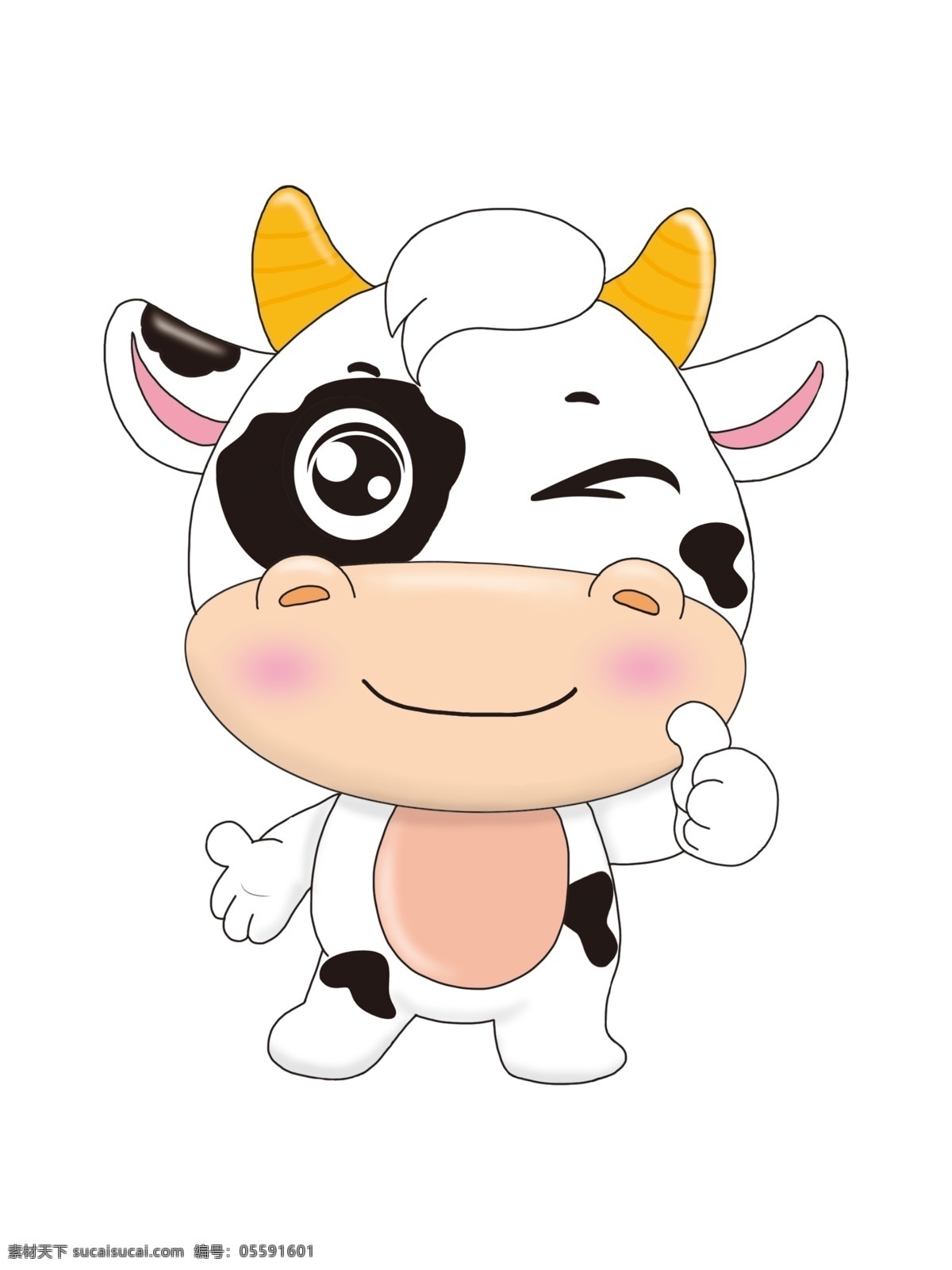 卡通奶牛 卡通 动物 奶牛 牛 可爱的牛 举大母指的牛 生物世界 家禽家畜