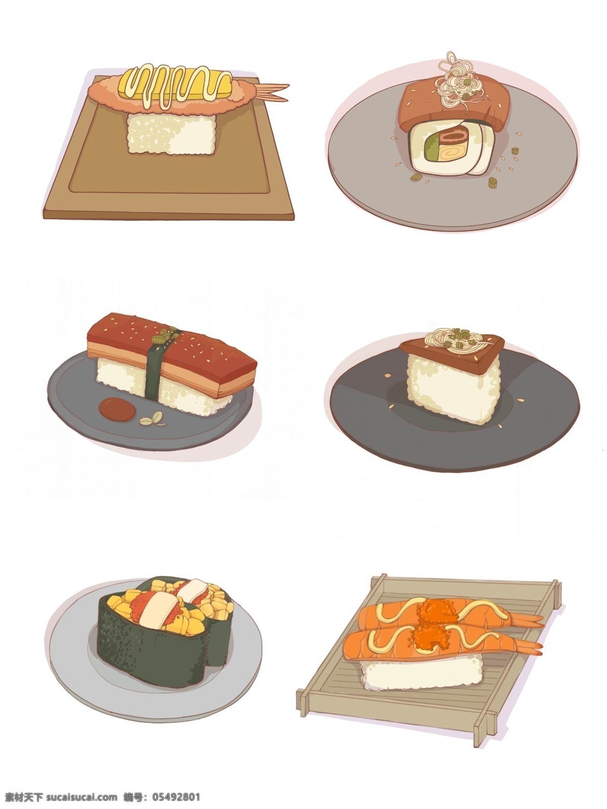 手绘 食物 寿司 日式 料理 商用 日式料理 盘子