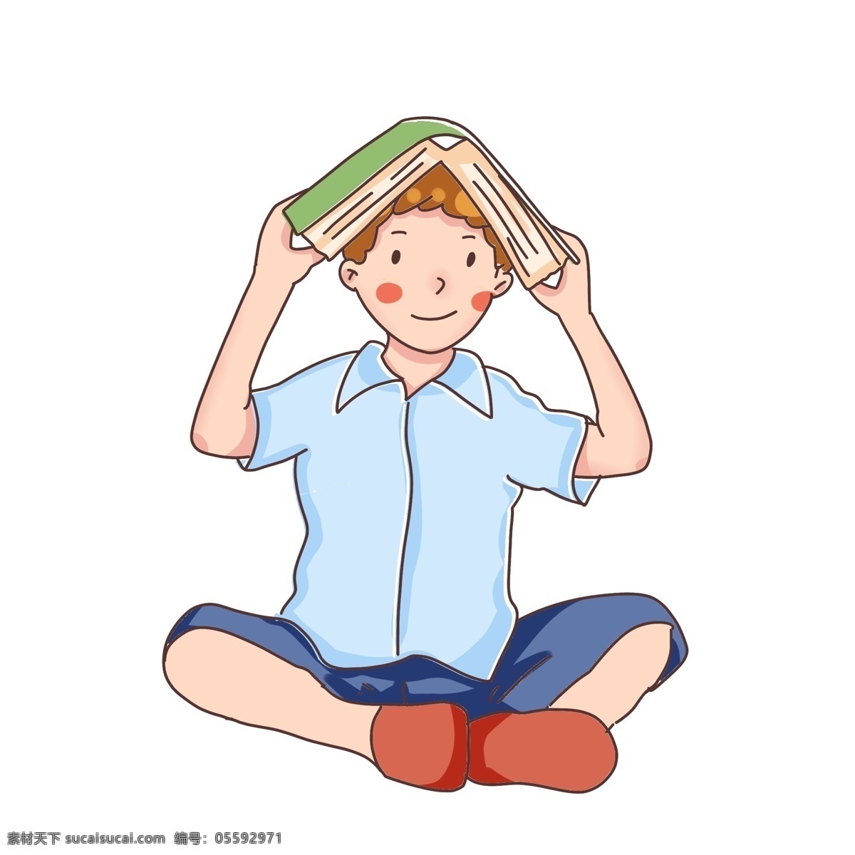 卡通学生 男孩 女孩 男生 看书的孩子 看书 学生 儿童 快乐 在看书 小学生 阅读 认真 复习