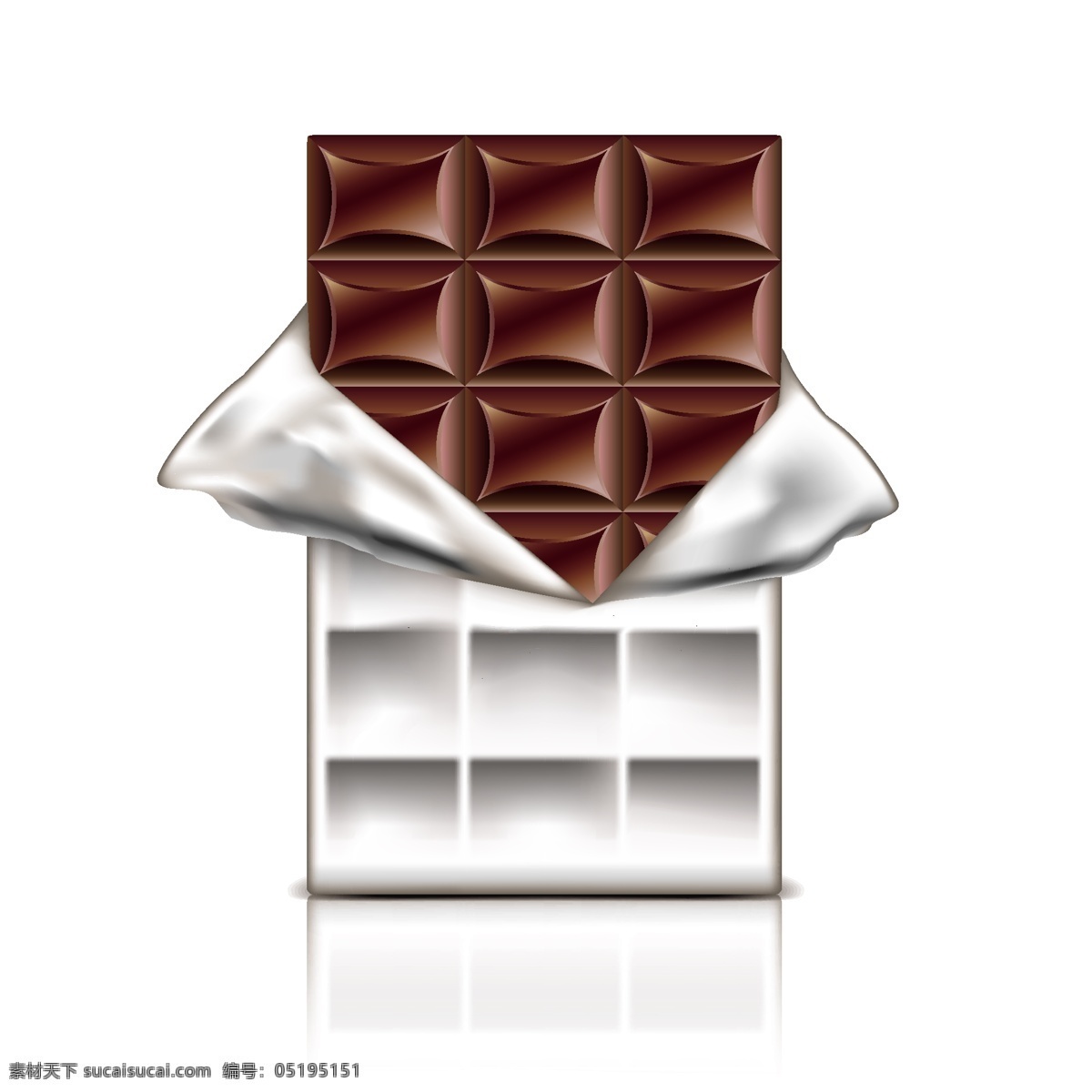 撕开 巧克力 包装 巧克力包装 甜品 食物 零食 餐饮美食 生活百科 矢量素材 白色