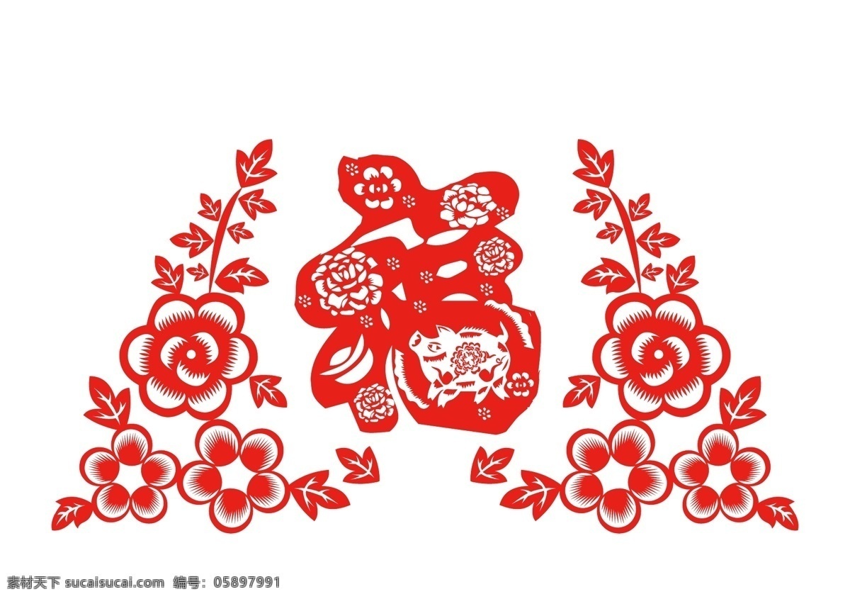 中国 风 窗花 剪纸 红色 中国风 创意 装饰 图腾 花纹 民族艺术 喜庆 春节 婚礼 鲤鱼 富贵 文化艺术