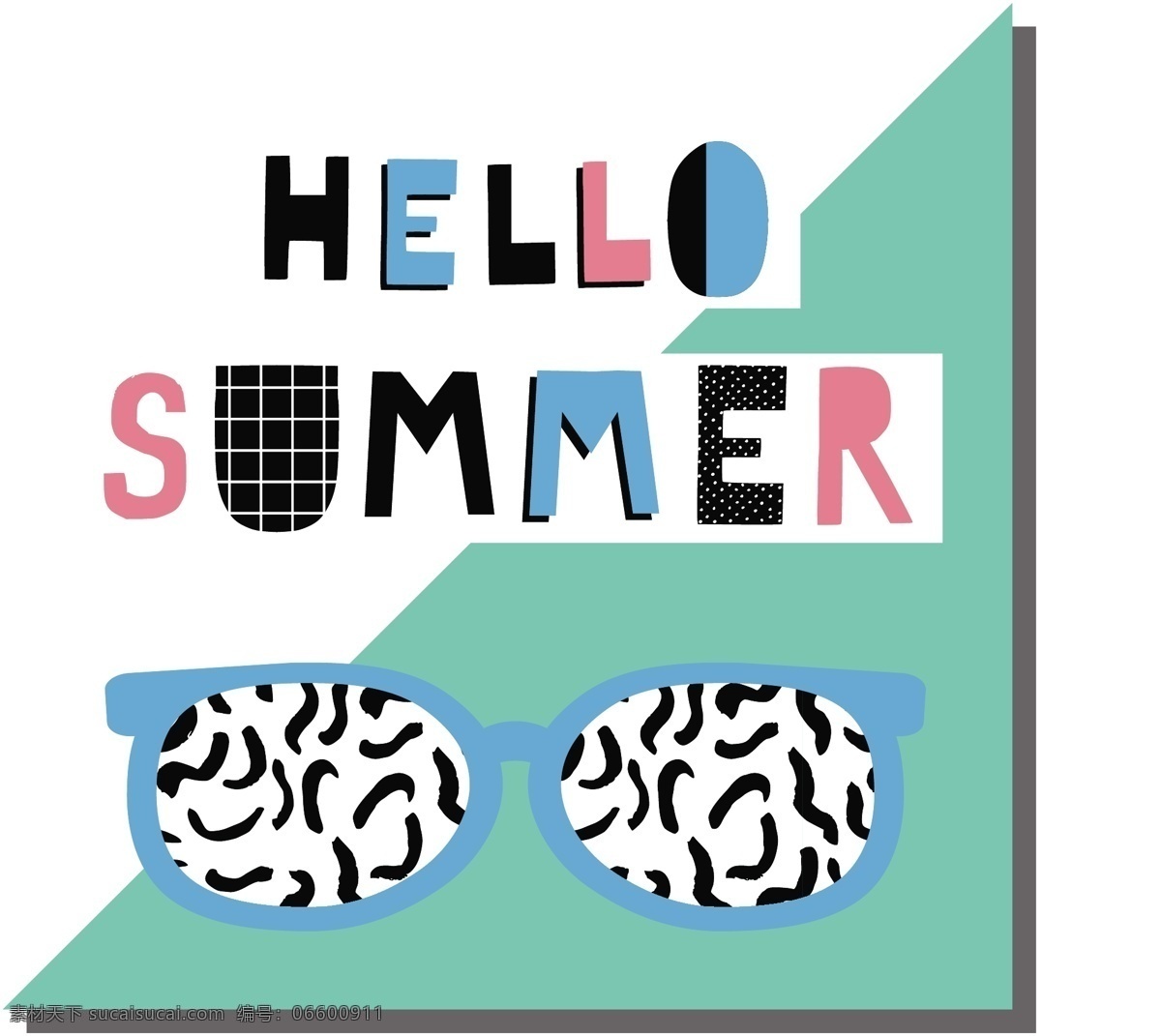 夏天 卡通 度假 眼镜 墨镜 绿色 条纹 涂鸦 夏日 暑假 甜筒 创意 小清新 填充 插画 背景 海报 广告 包装 印刷