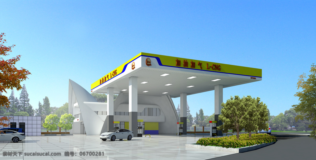 加油站 案例 效果图 加油 标志 汽油 交通 汽车 能源 工业 石油 运输 环境设计 建筑设计
