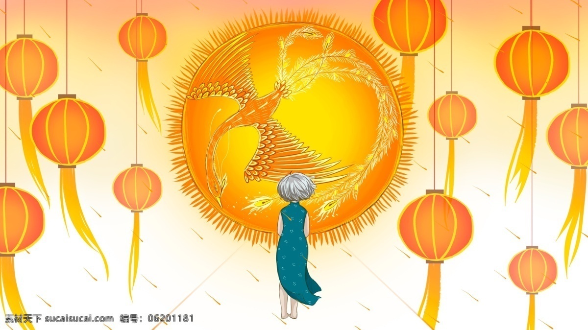 早安 你好 太阳 神鸟 中国 风 治愈 系 插画 灯笼 中国风 壁纸 凤凰 旗袍 治愈系 手机配图 日签 文章配图