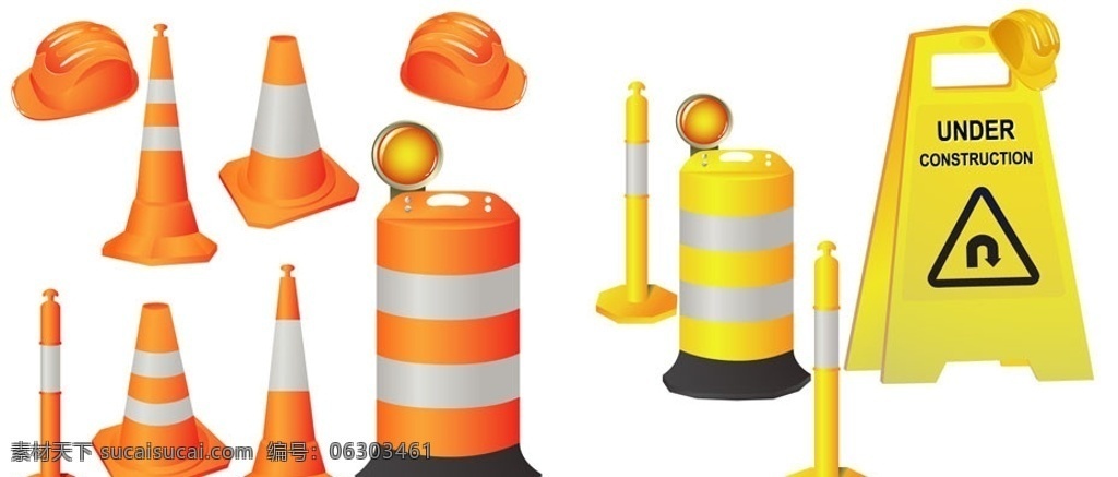 路障矢量素材 路障 维修 安全帽 头盔 维护 警告牌 交通 矢量素材 其他矢量 矢量