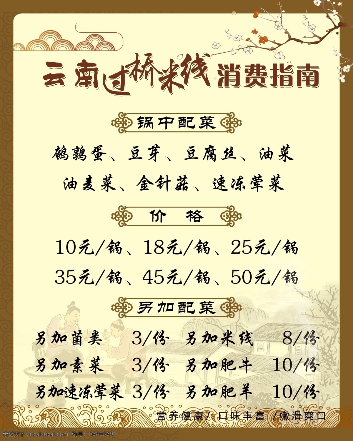 米线 价目表 过桥米线 价日表 消费指南 中国风 分层