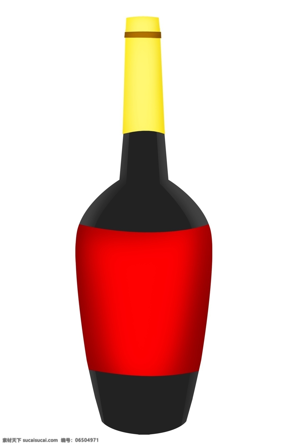 黑色 瓶子 红酒 插画 一瓶红酒 红色 黄色装饰 黑色红酒品 高档红酒 黑色瓶子 红酒插画 酒水