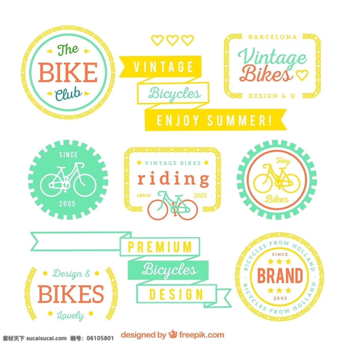单车运动标签 单车 自行车 logo 自行车标签 单车logo 单车标签 丝带标签 标签设计 单车运动 交通 平面素材