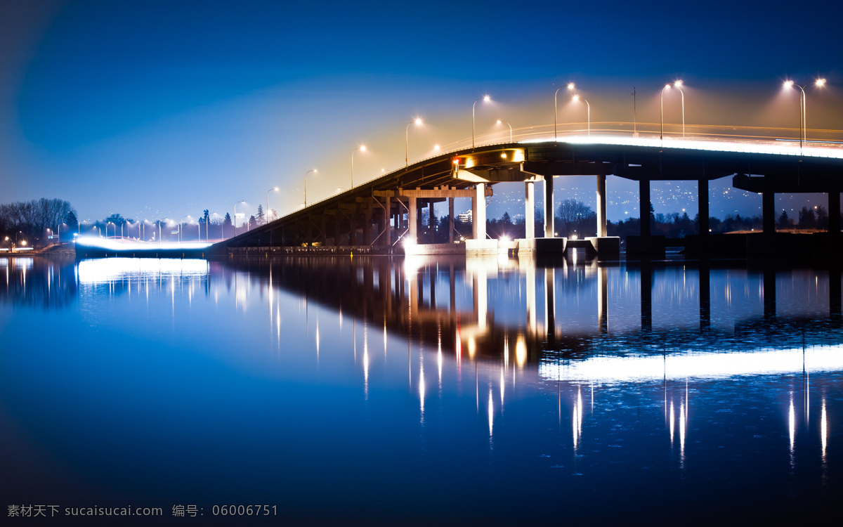 江滨 夜景 意境 石桥 路灯 灯光 海滨城市 桥梁