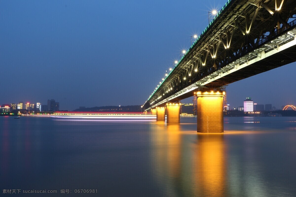 武汉长江大桥 武汉 长江 夜景 桥梁 分享 建筑园林