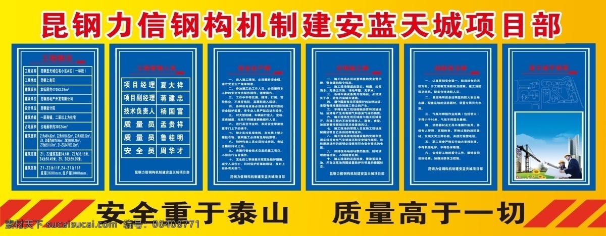 五牌一图 建筑 工地 五 牌 图 昆钢 安全 质量 消防 工地展板 展板模板 广告设计模板 源文件