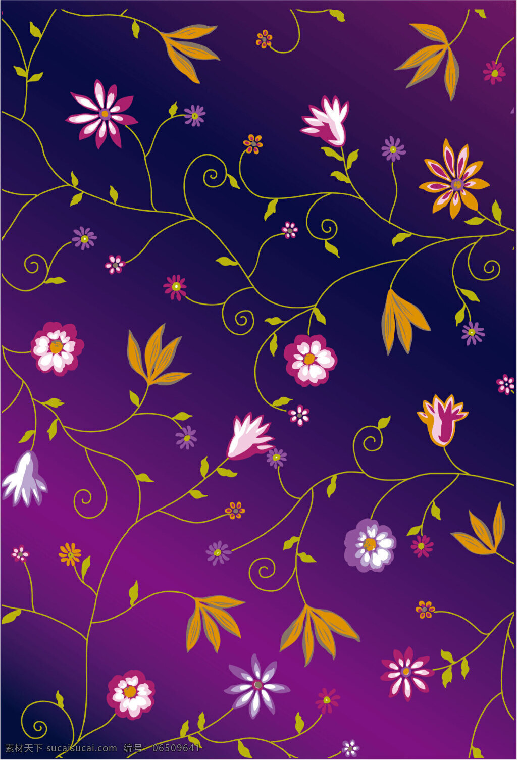 日式 小 碎花 和服 图案 广告图案 卡通 连续 花纹 花卉图案 紫色