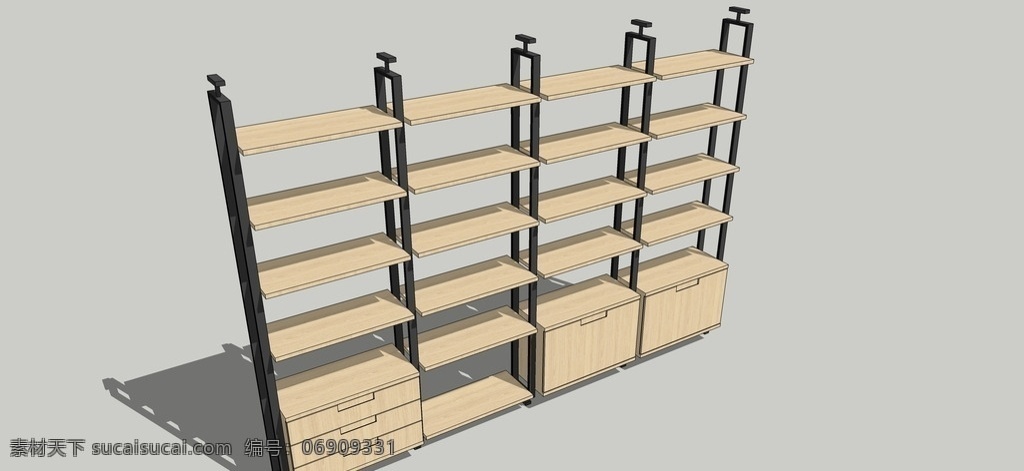 书架 展架 不锈钢 木质 草图大师 室内模型 杂物架 3d设计 skp