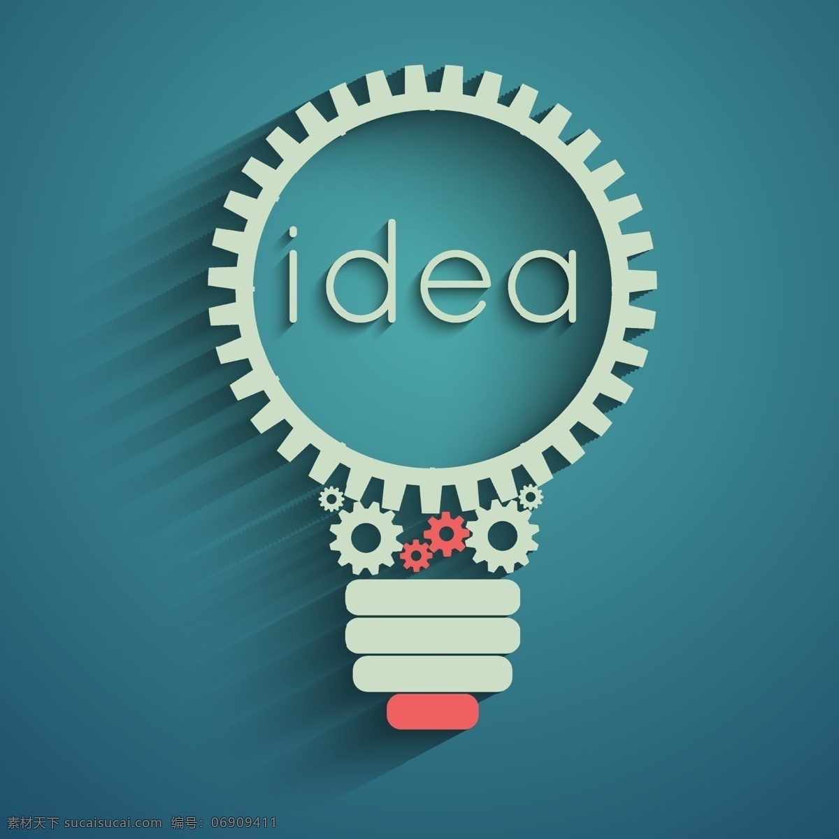 海报免费下载 齿轮 创意 灯泡 海报 idea 矢量图