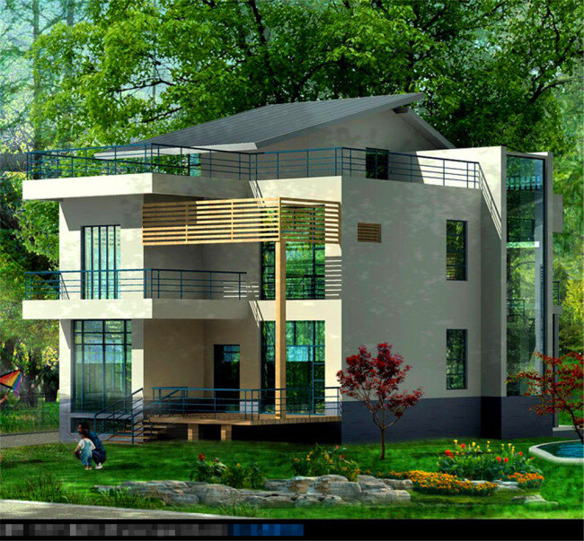 别墅模型 别墅 黑色 效果图 3dmax 3d模型下载 3d素材