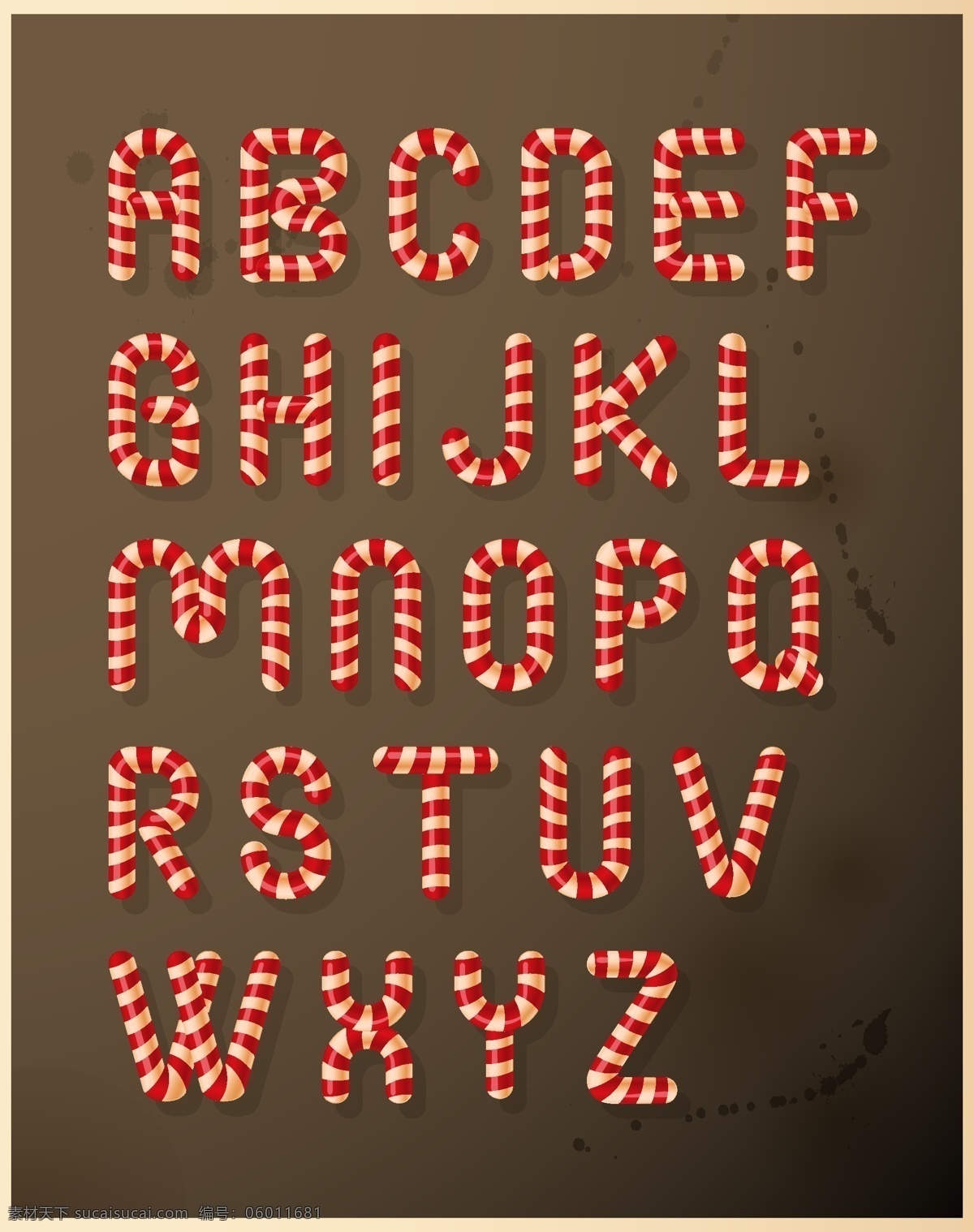 圣诞 糖果 英文 圣诞节 条纹 字母 艺术字 英文字母 矢量 高清图片