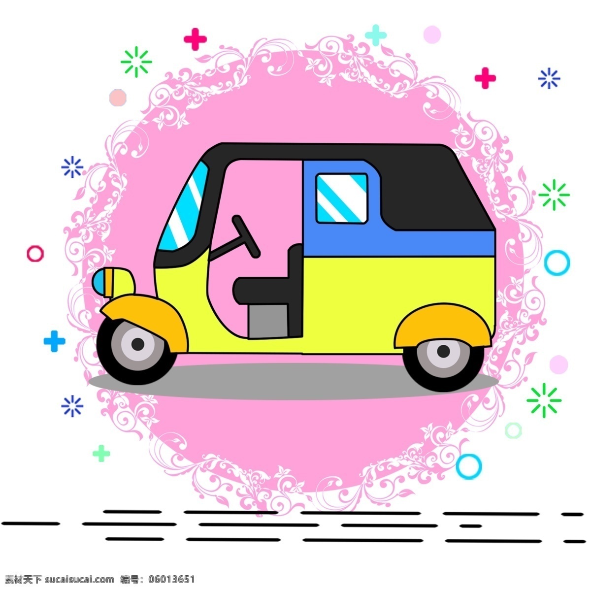 泰国 风格 三轮车 插图 运输