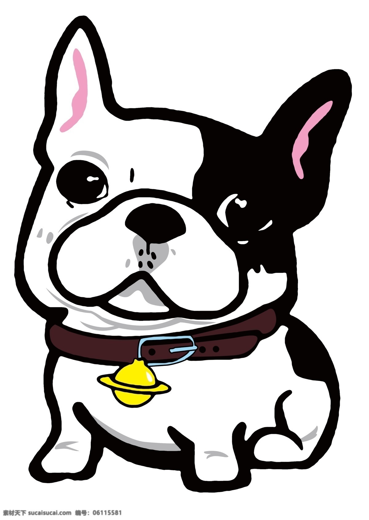 卡通狗 卡通 斗牛犬 可爱 带铃铛的狗 狗狗 好图共享 动漫动画 动漫人物